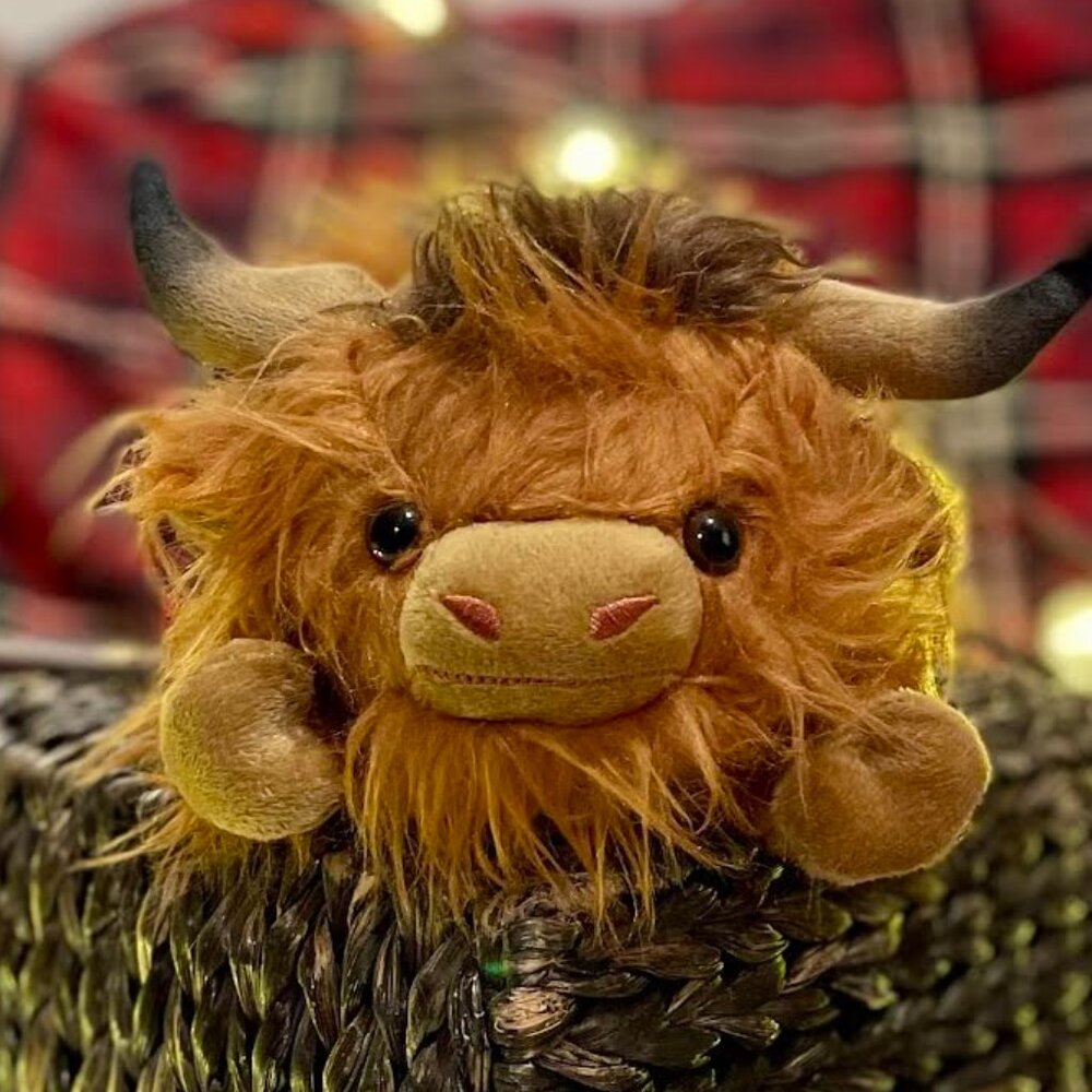 Laying Down Highland Cow Plush with Crazy Hair!  Adorable Valentine gift. NWT